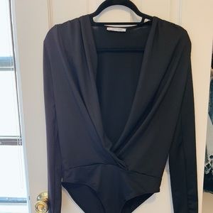 Zara deep v long sleeve bodysuit